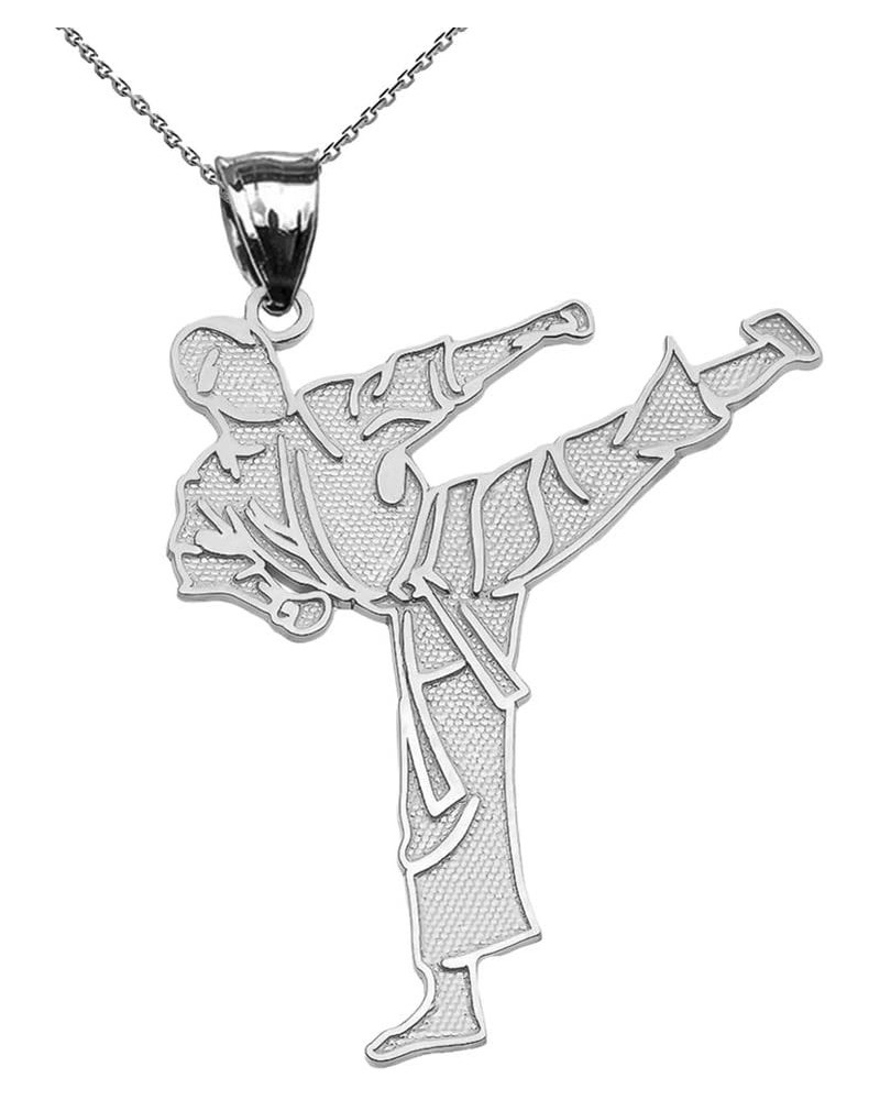 Sports Charms Fine Sterling Silver Karate Martial Arts Pendant Necklace 18.0 Inches $15.68 Necklaces