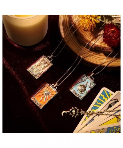 Tarot Card Necklace Gold Plated Vintage Necklace Good Luck Amulet Tarot Pendant Necklace for Women Men Gifts Wheel of Fortune...