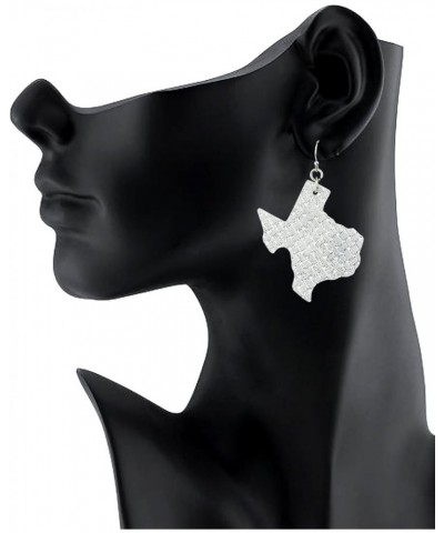 Women's Faux Leather Texas State Shape Dangle Pierced Earrings Metallic White $7.55 Earrings