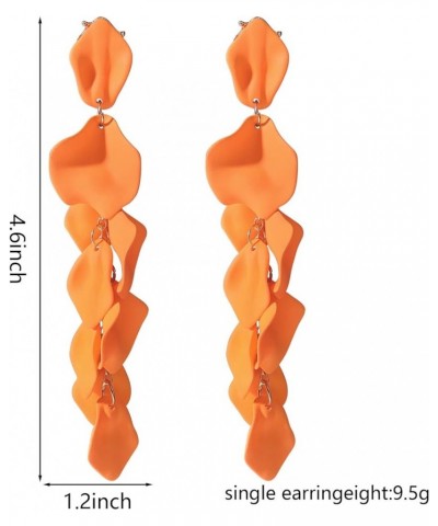 Dangle Acrylic Petal Earrings - Long Drop Rose Flower Earrings for Women and Girls A-Orange $7.50 Earrings