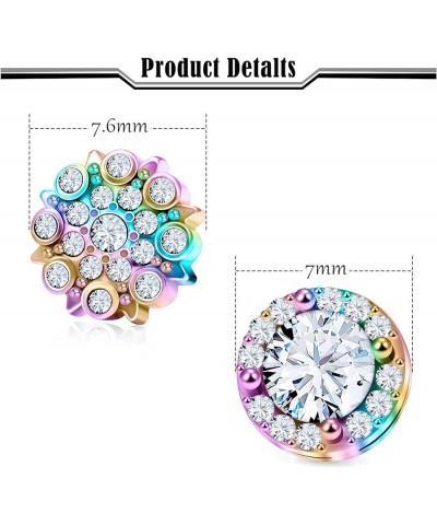 Mix Color Titanium Dermal Piercing Jewelry Hypaollergenic Cubic Zirconia Star Flower Dermal Heart Tops for Women Men Top Size...