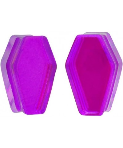 Pair of Purple/Aqua Iridescent Double Sided Coffin Shaped Double Flare Plugs (PG-551) 1" (25mm) $10.53 Body Jewelry