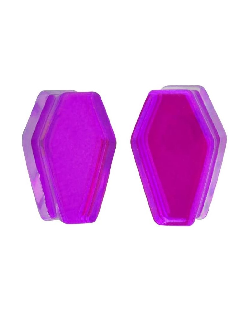 Pair of Purple/Aqua Iridescent Double Sided Coffin Shaped Double Flare Plugs (PG-551) 1" (25mm) $10.53 Body Jewelry