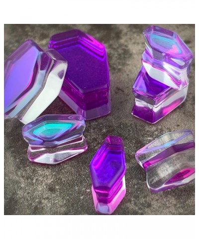 Pair of Purple/Aqua Iridescent Double Sided Coffin Shaped Double Flare Plugs (PG-551) 1" (25mm) $10.53 Body Jewelry