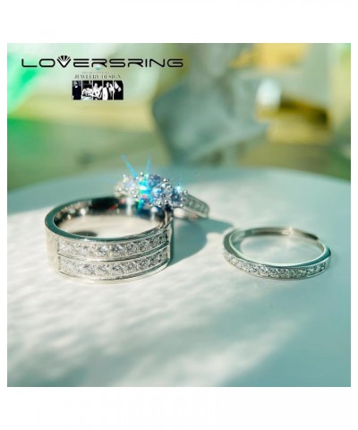 TWO RINGS Wedding Ring Sets His And Hers Promise Ring Couples Bridal Sets Women 925 Sterling Silver aaa Cz Man Titanium Weddi...