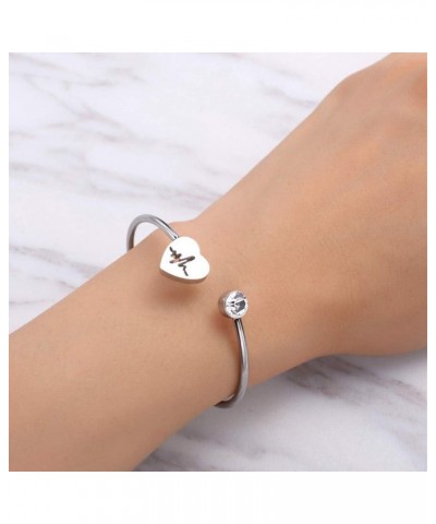 Stainless Steel Heart Shaped Open Cuff Statement Promise Anniversary Valentine Gift Bangle Bracelet Silver $7.19 Bracelets