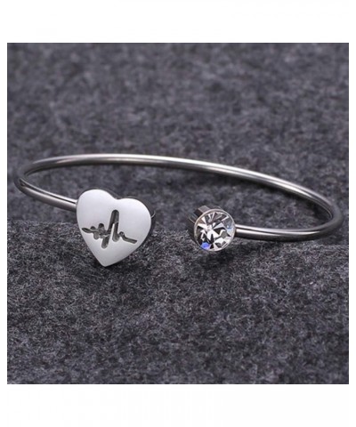 Stainless Steel Heart Shaped Open Cuff Statement Promise Anniversary Valentine Gift Bangle Bracelet Silver $7.19 Bracelets