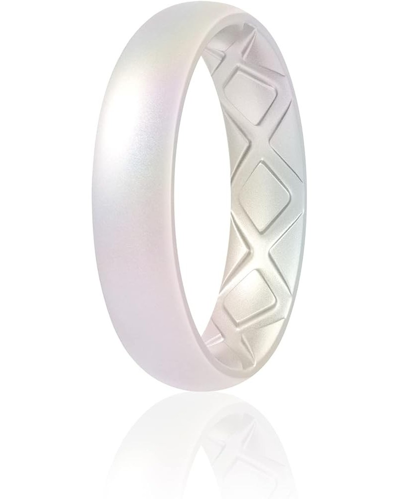 Women Silicone Wedding Ring Inner Arc Ergonomic Breathable Design Rubber Wedding Band 5.5mm Wide 2mm Thick Rubber Rings for W...