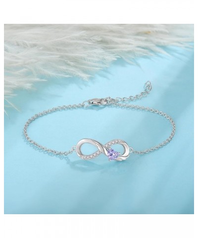 925 Sterling Silver Infinity Bracelet Adjustable Angel Wings Heart Birthstone Bracelet for Women 06-Alexandrite-Jun $22.44 Br...