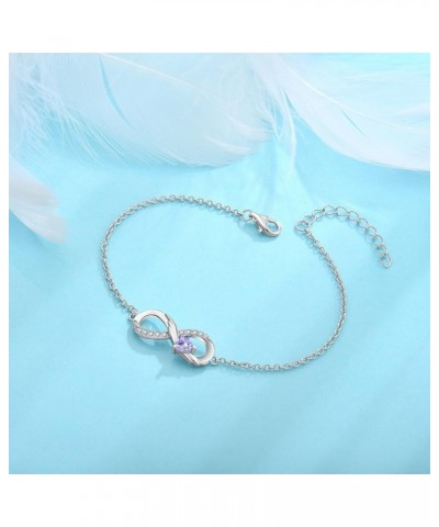 925 Sterling Silver Infinity Bracelet Adjustable Angel Wings Heart Birthstone Bracelet for Women 06-Alexandrite-Jun $22.44 Br...