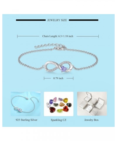 925 Sterling Silver Infinity Bracelet Adjustable Angel Wings Heart Birthstone Bracelet for Women 06-Alexandrite-Jun $22.44 Br...