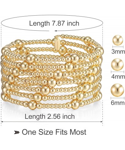 Layer Gold Bead Bracelet for Women and Girls 14K Gold Plated Stretchable beaded Bangles Adjustable Open Stackable Gold Ball B...