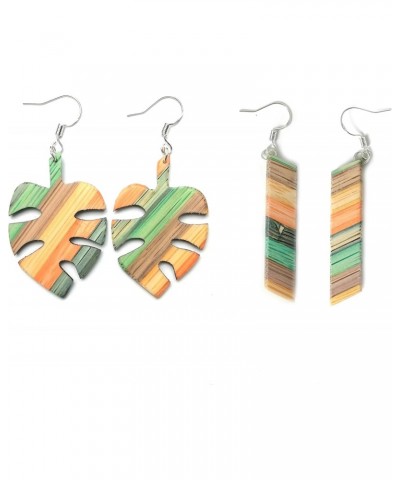 multicolor bamboo handmade earring for women,gift for her,gift for mom,gift for girlfriend $5.56 Earrings