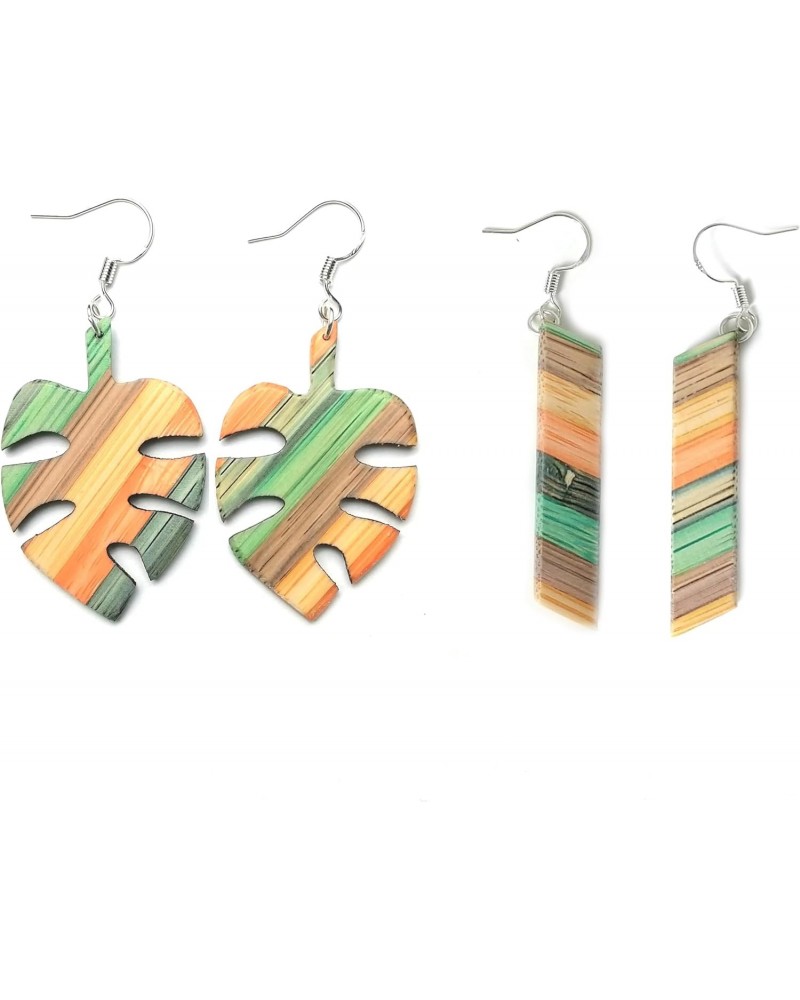 multicolor bamboo handmade earring for women,gift for her,gift for mom,gift for girlfriend $5.56 Earrings