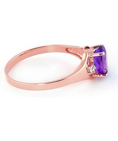 14k Yellow, White, Rose Gold Ring with Genuine Natural Diamonds and Purple Amethyst Rose Gold $127.68 Rings