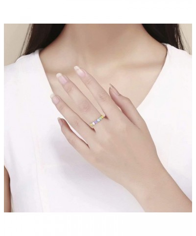 Color Heart to Heart Ring Rainbow Heart Endless Love Heart 925 Sterling Silver Exquisite Fashion Ring as a Gift for Girlfrien...