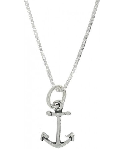 Sterling Silver Oxidized Double Sided Faith Anchor Charm Pendant with Polished Box Chain Necklace 20.0 Inches $16.96 Necklaces