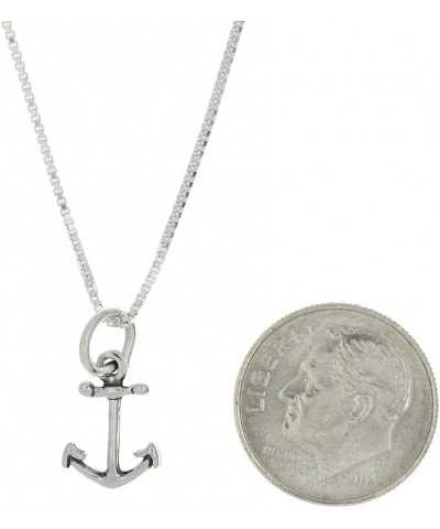 Sterling Silver Oxidized Double Sided Faith Anchor Charm Pendant with Polished Box Chain Necklace 20.0 Inches $16.96 Necklaces