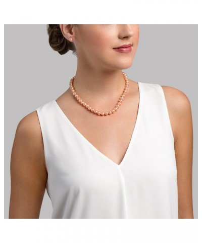 14K Gold 7-8mm AAA Quality Peach Freshwater Cultured Pearl Necklace for Women 18.0 Inches White Gold $77.04 Necklaces