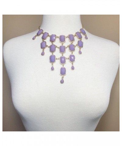 Multi Shape Large Bib Chunky Statement Necklace & Dangle Earrings Set (Lavender Light Purple) $15.82 Jewelry Sets