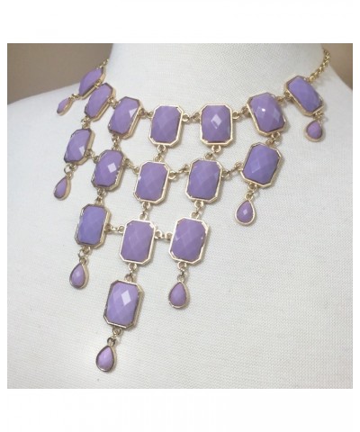 Multi Shape Large Bib Chunky Statement Necklace & Dangle Earrings Set (Lavender Light Purple) $15.82 Jewelry Sets