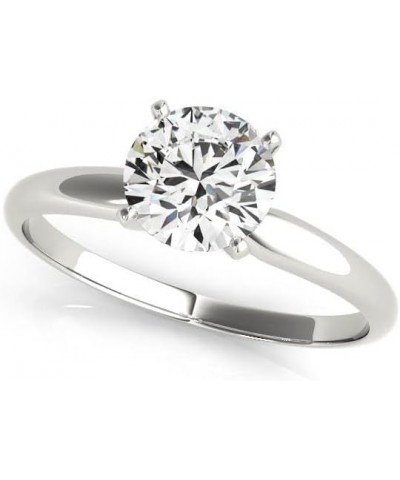 Solitaire Diamond Engagement Ring for Women with 1 CTW Round Cut Lab-Grown Diamond set in 14K Real Gold E-F, VS1-VS2 Diamond ...