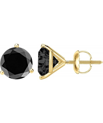 1/2-10 Carat Total Weight Black Diamond Stud Earrings 3 Prong Screw Back Yellow Gold 3.0 carats $113.76 Earrings