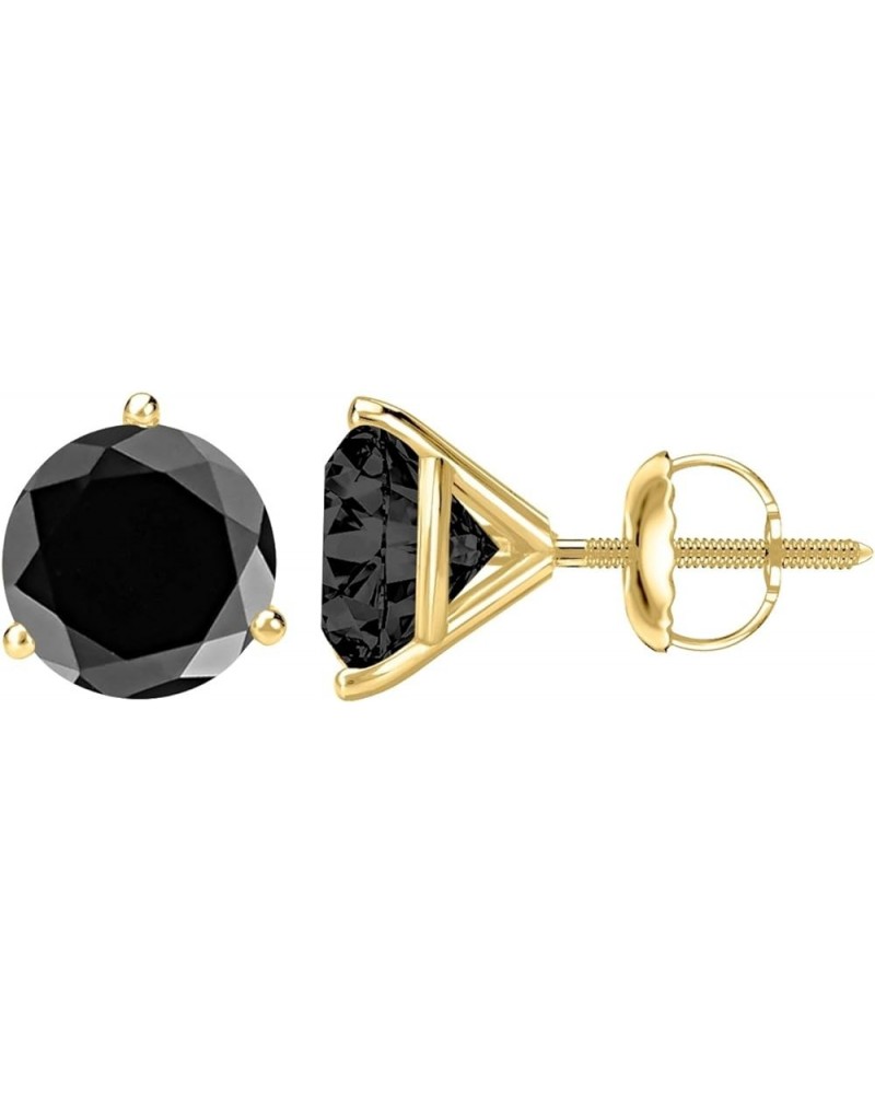 1/2-10 Carat Total Weight Black Diamond Stud Earrings 3 Prong Screw Back Yellow Gold 3.0 carats $113.76 Earrings