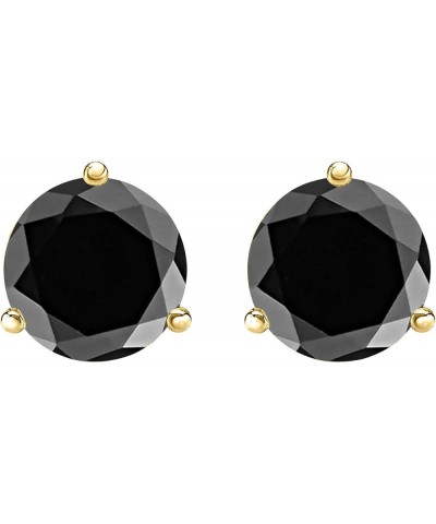 1/2-10 Carat Total Weight Black Diamond Stud Earrings 3 Prong Screw Back Yellow Gold 3.0 carats $113.76 Earrings