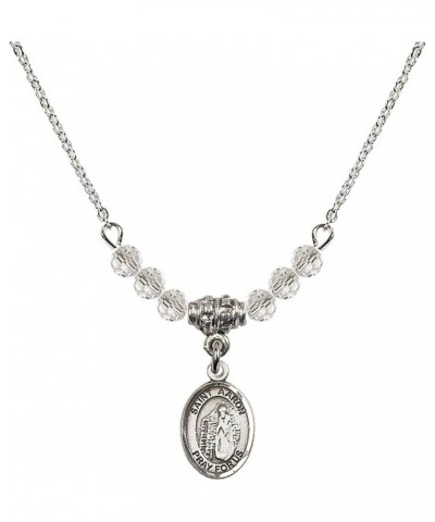 April Birth Month Bead Necklace with Catholic Patron Saint Petite Charm, 18 Inch Saint Aaron $32.44 Necklaces