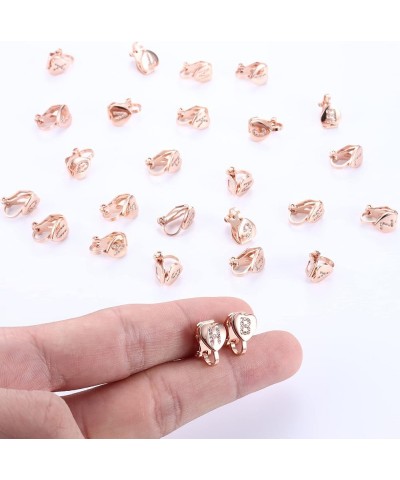 Heart Initial Clip on Stud Earrings for Women Rose Gold Plated Dainty Alphabet Letters A-Z Stud Earrings Non Pierced Stud Ear...