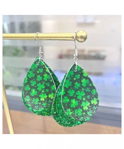 Wooden Luck Clover Irish Shamrock Earrings For Women Cute Dog Cat Kitten Shamrocks Shaped Drop Earring Good Luck St Patty's A...