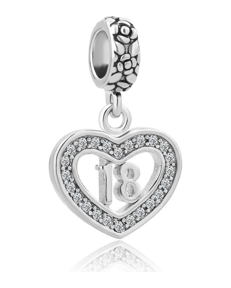 Heart Love Sweet 16 18 Birthday Charms for Bracelets Comaptible with Pandora Bracelets 18 $8.09 Bracelets