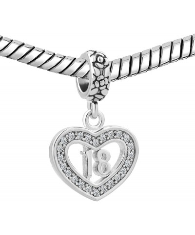 Heart Love Sweet 16 18 Birthday Charms for Bracelets Comaptible with Pandora Bracelets 18 $8.09 Bracelets