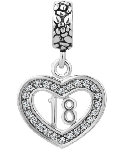 Heart Love Sweet 16 18 Birthday Charms for Bracelets Comaptible with Pandora Bracelets 18 $8.09 Bracelets