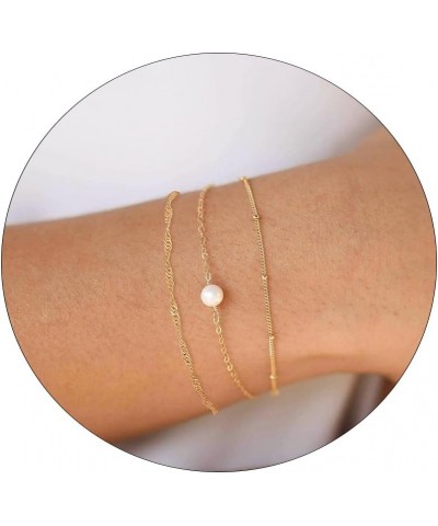 Gold Bracelets for Women Trendy, Dainty Gold Stackable Bracelet 14K Gold Plated Bracelet Stack Cute Gold Layered Box Papercli...