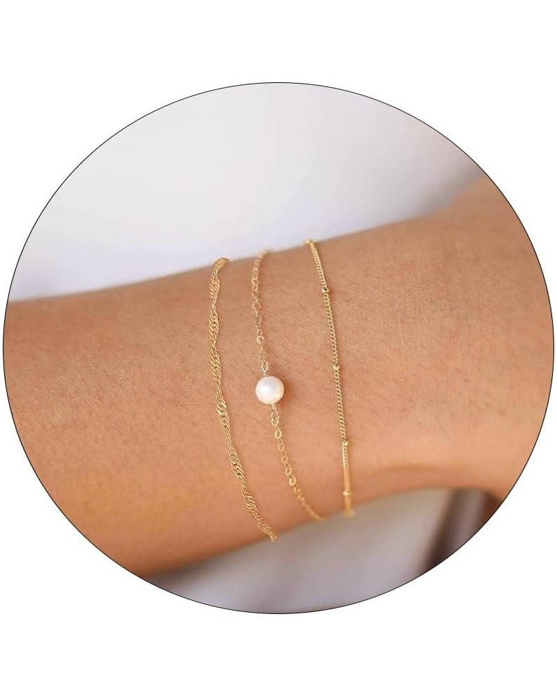 Gold Bracelets for Women Trendy, Dainty Gold Stackable Bracelet 14K Gold Plated Bracelet Stack Cute Gold Layered Box Papercli...