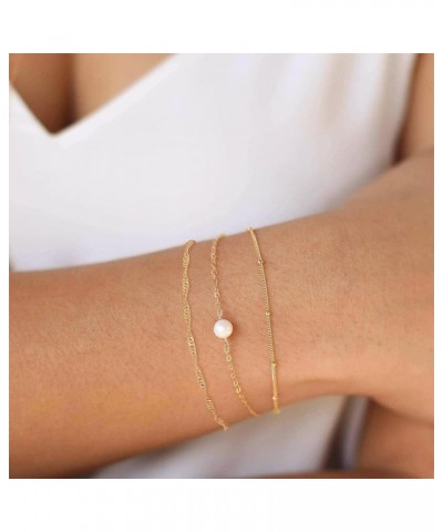 Gold Bracelets for Women Trendy, Dainty Gold Stackable Bracelet 14K Gold Plated Bracelet Stack Cute Gold Layered Box Papercli...