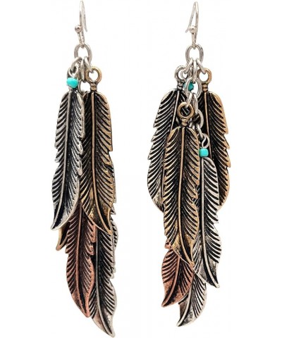 Bohemian Tritone Tassels Metal Feathers Earrings Tritone Silver $17.14 Earrings