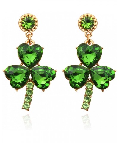 St. Patrick's Day Silver Elegant Drop Earrings Clover Charm Crystal Green Earrings For Women Lady Girls Fashion Jewelry $8.24...