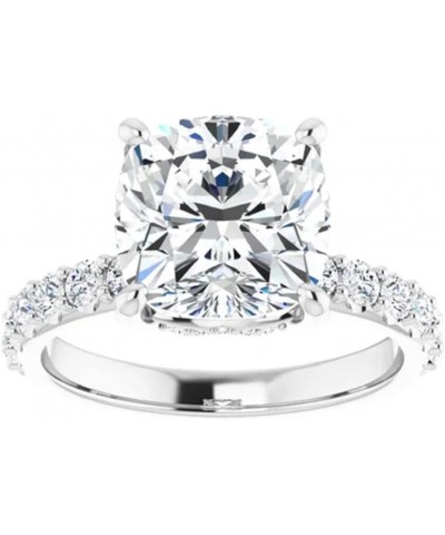 JEWELERYIUM 4 CT Cushion Cut Colorless Moissanite Engagement Ring, Wedding/Bridal Ring Set, Solitaire Halo Style, Solid Sterl...