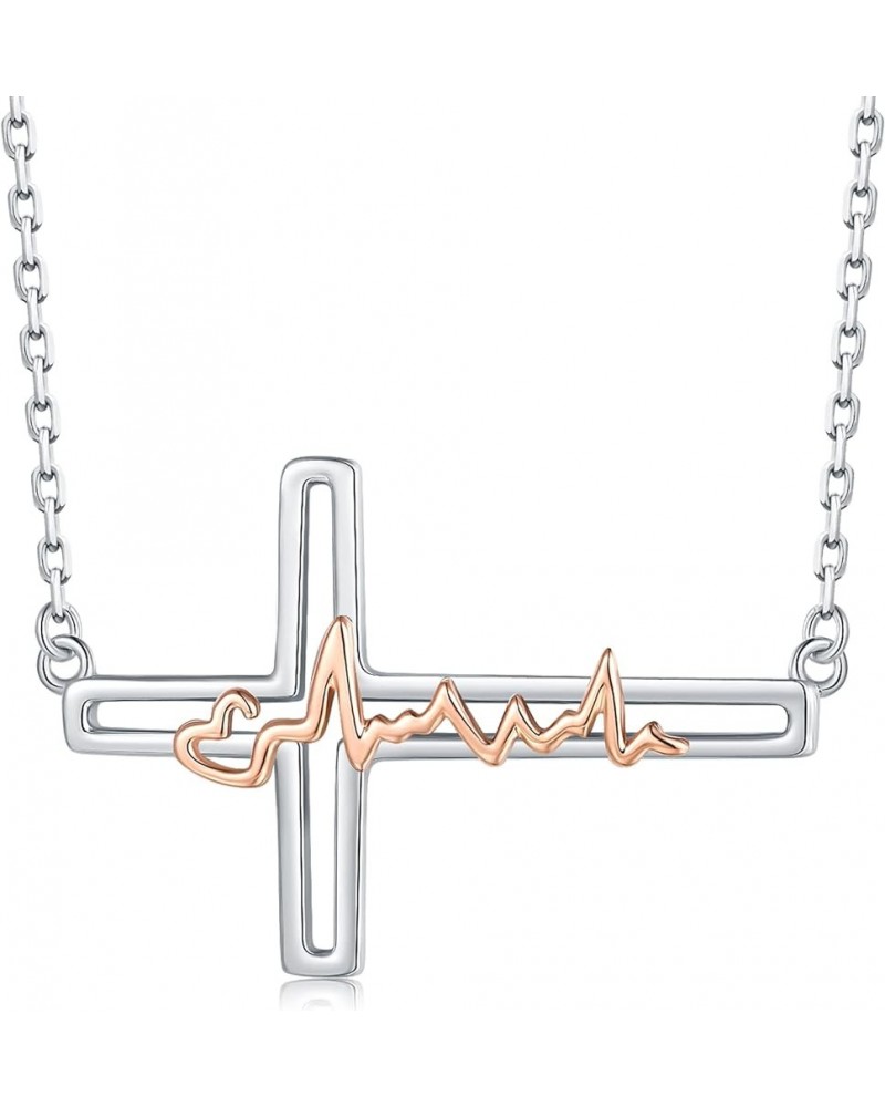 925-Sterling-Silver Cross Necklace for Women - Christian Baptism Pendant for Girls Religious Jewelry Confirmation Gifts for T...