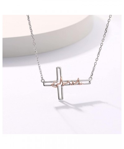 925-Sterling-Silver Cross Necklace for Women - Christian Baptism Pendant for Girls Religious Jewelry Confirmation Gifts for T...