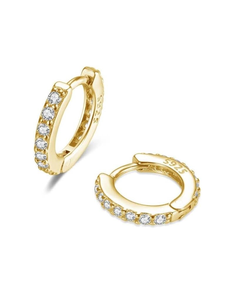 Small CZ Huggie Hoop Earrings for Women Girls, Dainty Lightweight Huggie Earring for Everyday in 925 Sterling Silver, Hypoall...