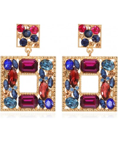 Rhinestone Square Dangle Earrings Trendy Crystal Geometric Drop Statement Earrings hypoallergenic for Women multi-01 $9.68 Ea...