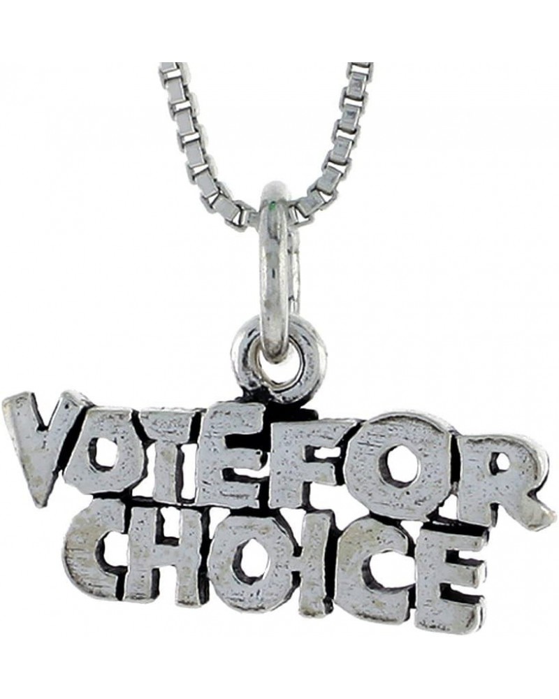 Sterling Silver Vote for Choice Word Necklace on an 18 inch Box Chain $18.52 Pendants