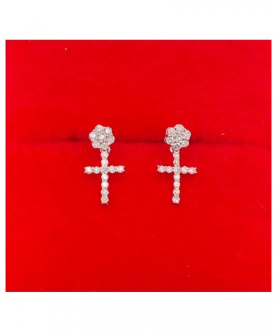 10K Gold Genuine Natural Round Diamonds Cross Dangling Earrings 0.20 CT $58.50 Earrings