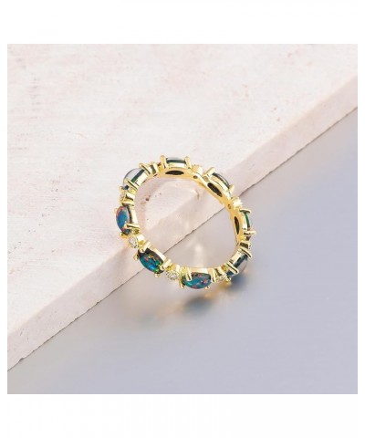 Gold Rings 14K Gold Plated Created Opal Rings for Women Engagement | Wedding | Eternity Bands Cubic Zirconia Promise Rings fo...