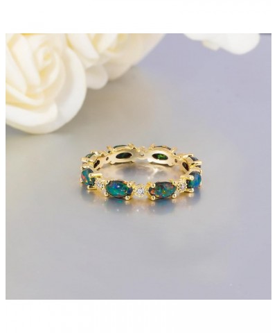 Gold Rings 14K Gold Plated Created Opal Rings for Women Engagement | Wedding | Eternity Bands Cubic Zirconia Promise Rings fo...