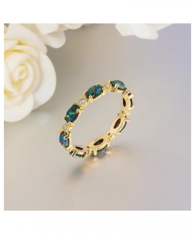 Gold Rings 14K Gold Plated Created Opal Rings for Women Engagement | Wedding | Eternity Bands Cubic Zirconia Promise Rings fo...